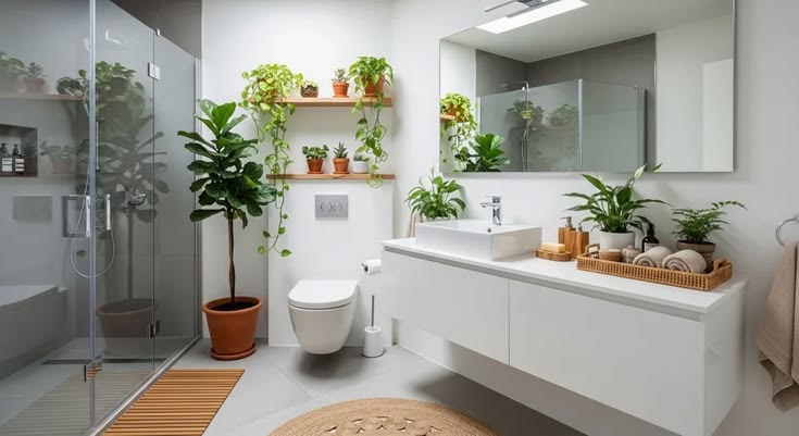 Banheiro com verde