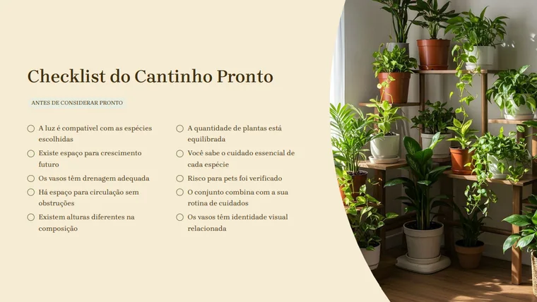 Meu Ap Verde — checklist do cantinho pronto